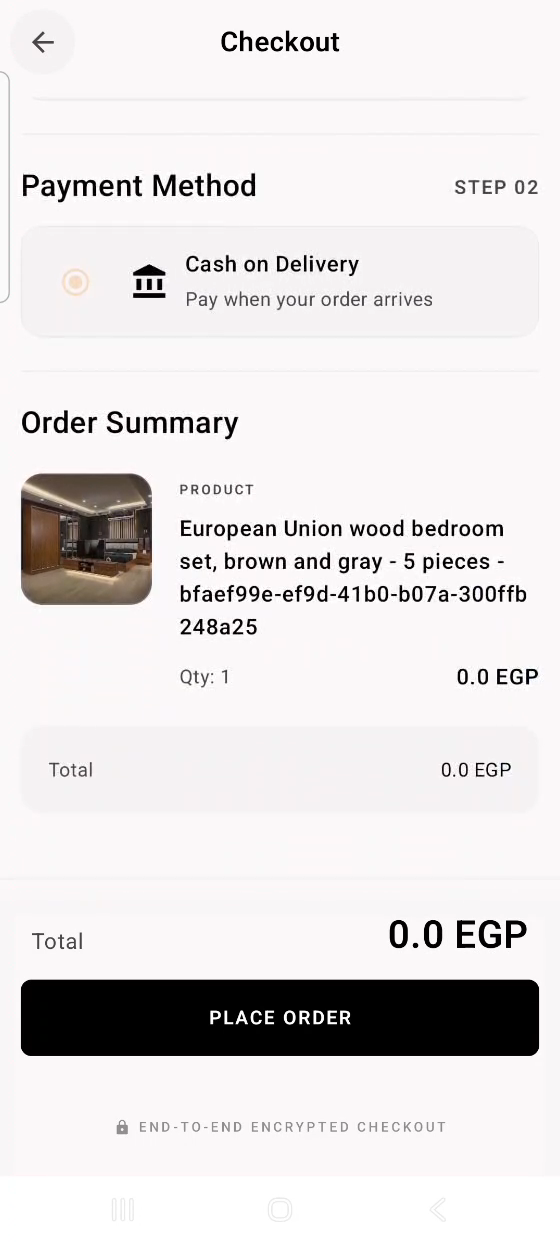Order confirmation screen in the iDesign Hub app