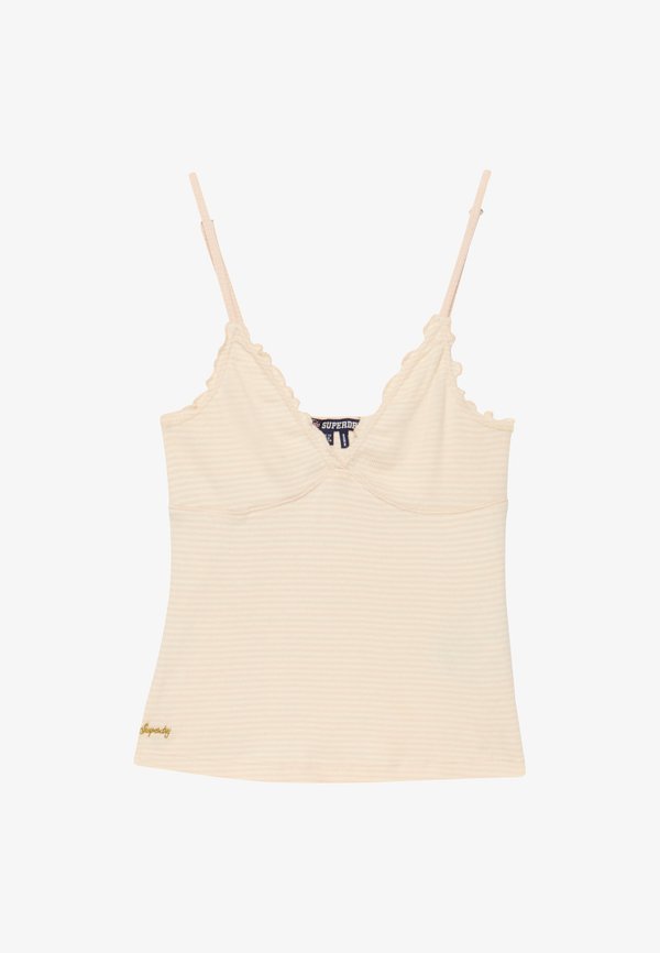 Superdry & Co SUPERDRY ATHLETIC ESSENTIALS V-NECK WAFFLE CAMI TOP.. - Top - rose blush pink stripe