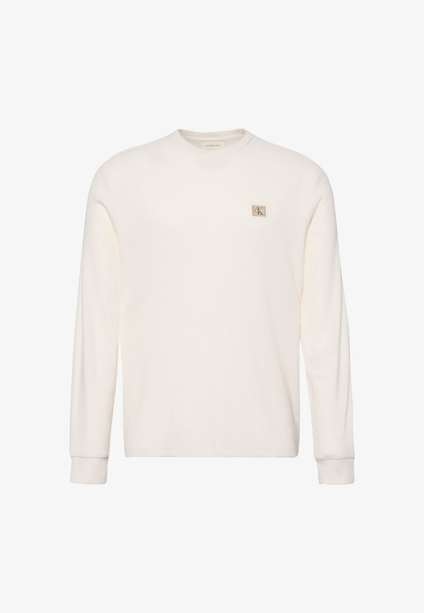 Calvin Klein Jeans WAFFLE LABEL TEE - Long sleeved top - tofu