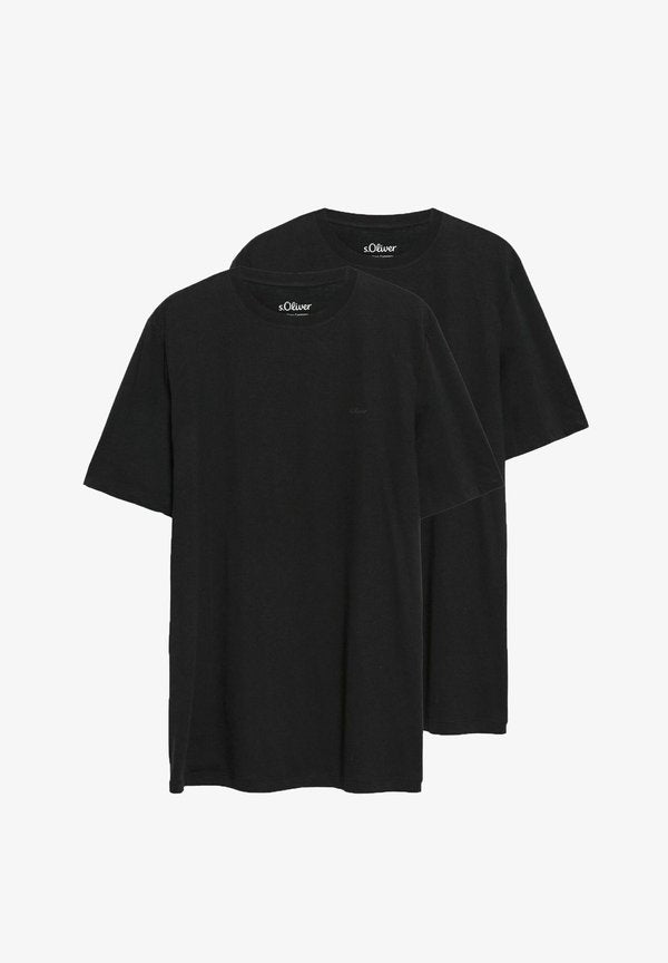 s.Oliver S.OLIVER HERREN T-SHIRT MIT LOGO-PRINT | 2 STÜCK  - Basic T-shirt - x schwarz