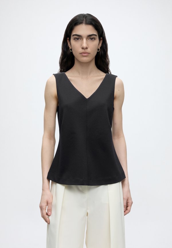 Calvin Klein INTERLOCK FIT & FLARE TOP - Blouse - black