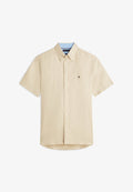 Tommy Hilfiger REGULAR FIT LINEN BLEND SHORT SLEEVE SHIRT - Shirt - sandalwood