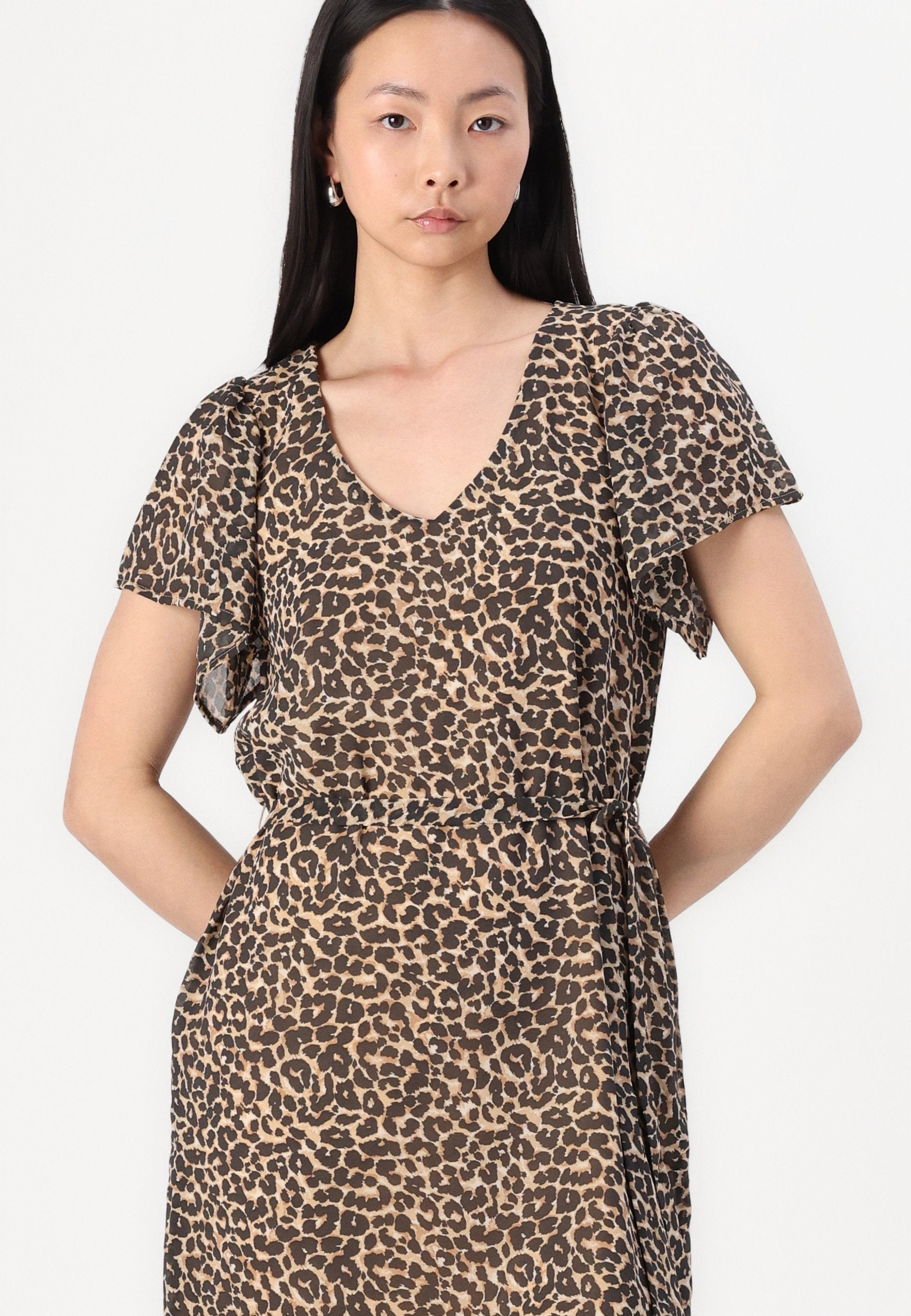 VILA VIMICADA V NECK LEO SHORT DRESS