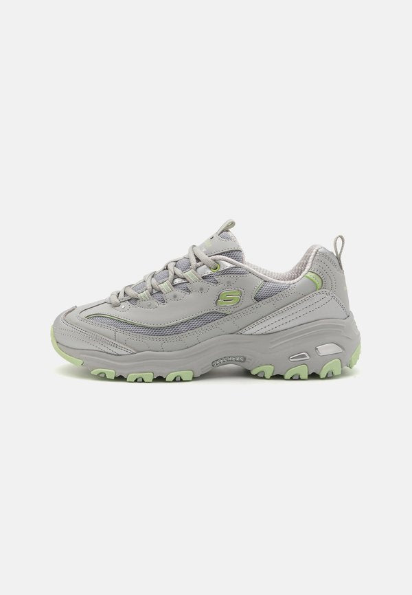 Skechers D'LITES - Trainers - gray/silver/lime