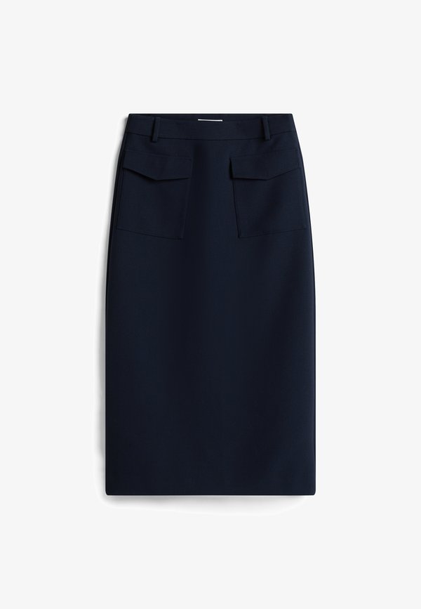Tommy Hilfiger PUNTO TAILORED MIDI  - A-line skirt - dark night navy
