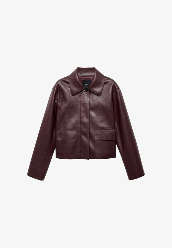 Mango Faux leather jacket - bordeaux