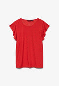 Vero Moda VMTASSA FRILL - Print T-shirt - fiery red