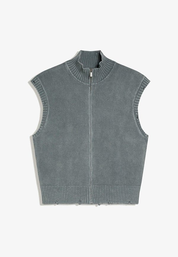 Bershka WASH - VEST - Waistcoat - blue
