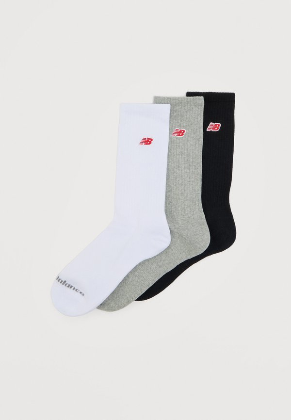 New Balance PATCH LOGO CREW UNISEX 3 PACK - Socks - white/grey/black