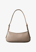 Calvin Klein EMBLEM SMALL SHOULDER - Handbag - desert taupe aop