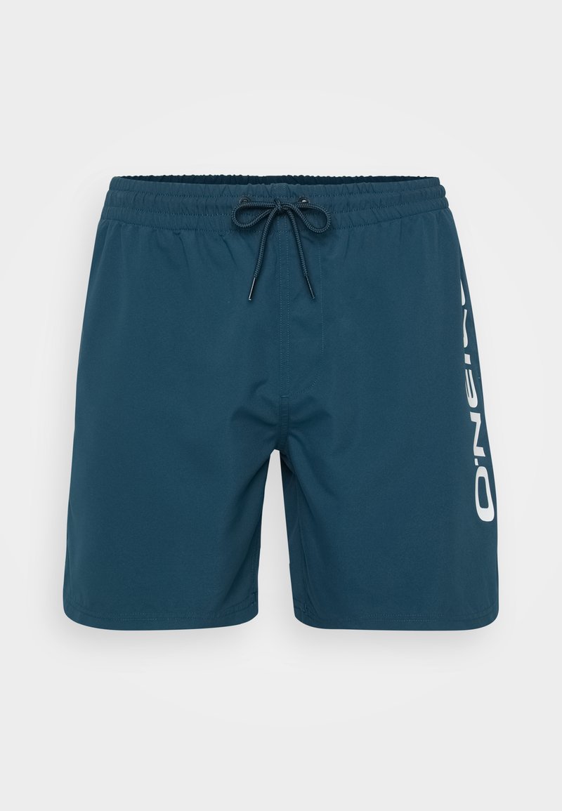 Dunkelblaue Badeshorts mit elastischem Taillenbund, verstellbarem Kordelzug und seitlichem Logo in Weiß. Glattes, leichtes Material für hohen Komfort.