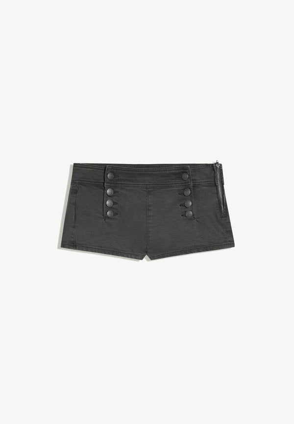 Bershka SHORTS WITH METAL BUTTONS - Denim shorts - dark grey