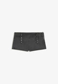 Bershka SHORTS WITH METAL BUTTONS - Denim shorts - dark grey