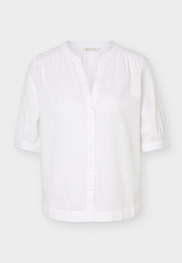 TOM TAILOR BLOUSE SHORTSLEEVES SLUB STRUCTURE - Blouse - white