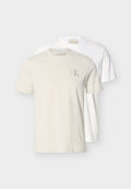Calvin Klein Jeans CLASSIC MICRO MONOLOGO 2 PACK - Basic T-shirt - bright white/oatmeal