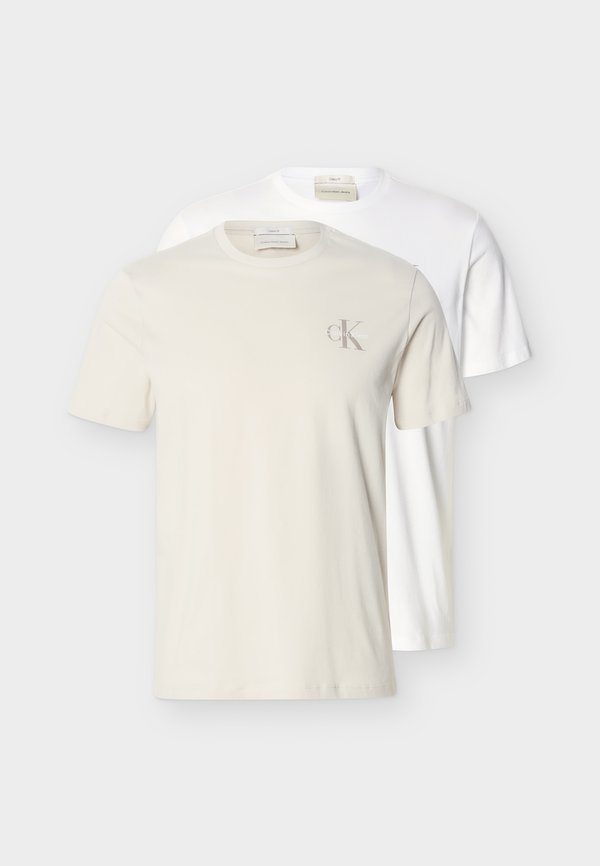 Calvin Klein Jeans CLASSIC MICRO MONOLOGO 2 PACK - Basic T-shirt - bright white/oatmeal
