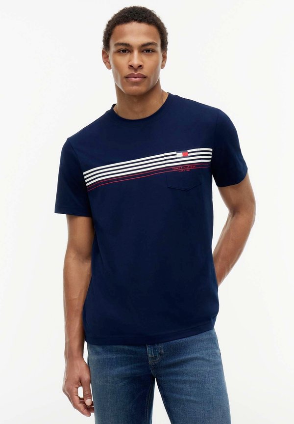 Tommy Hilfiger RWB PLACED STRIPE RE - Print T-shirt - carbon navy