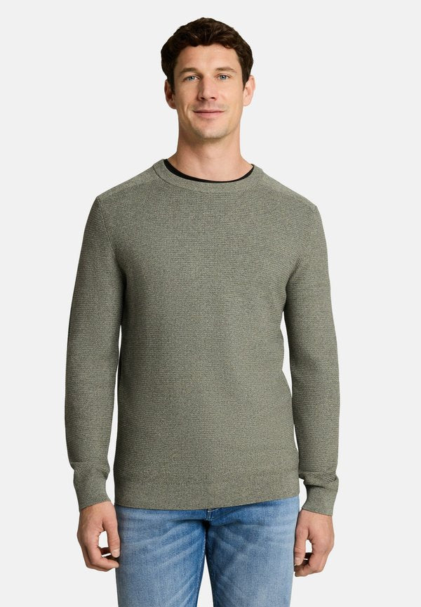 TOM TAILOR MOULINE STRUCTURED CREW NECK KNIT - Jumper - mouline mint green