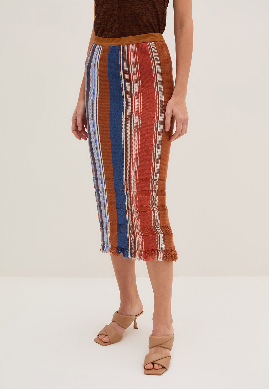 Stefanel STRIPED MIDI WITH FRINGING