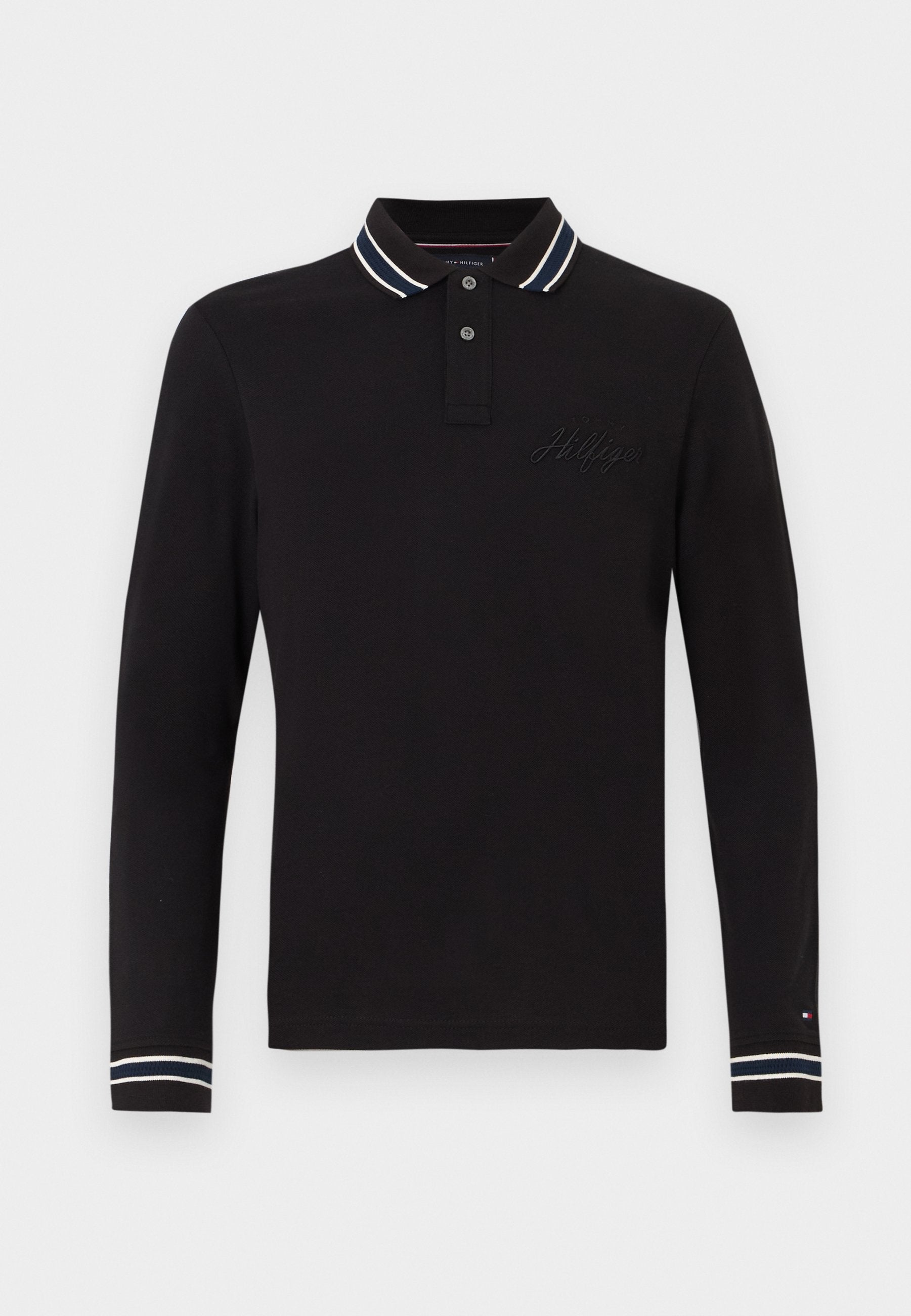 REGULAR FIT TIPPED LONG SLEEVE POLO SHIRT Media 1