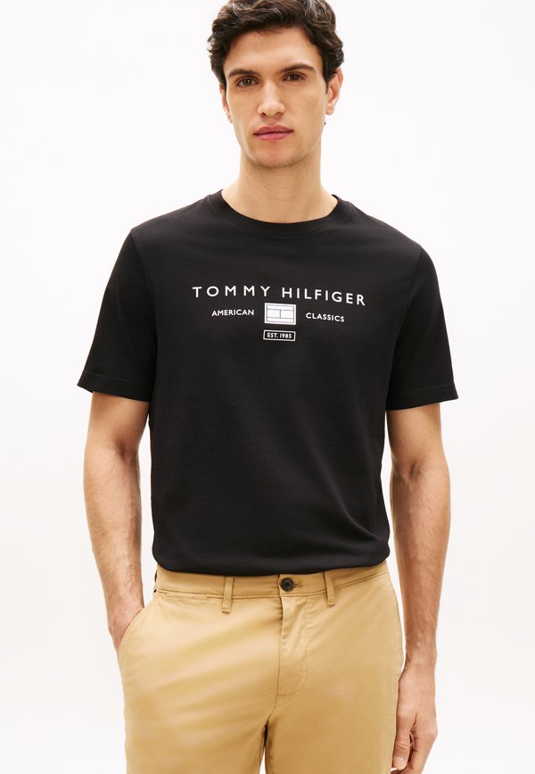 Tommy Hilfiger BRAND LOVE MONO STACK TEE - Print T-shirt - black