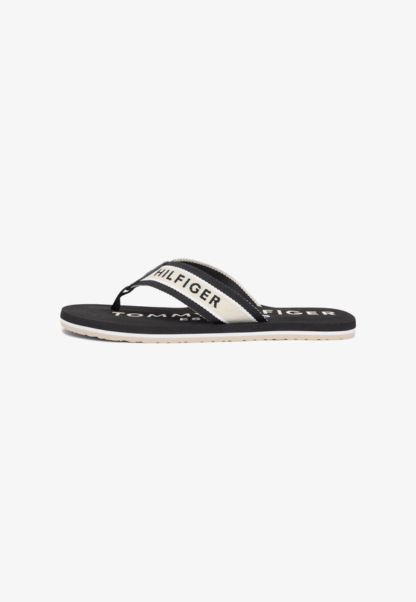 Tommy Hilfiger WEBBING STRAP LOGO FLIP-FLOPS - T-bar sandals - black