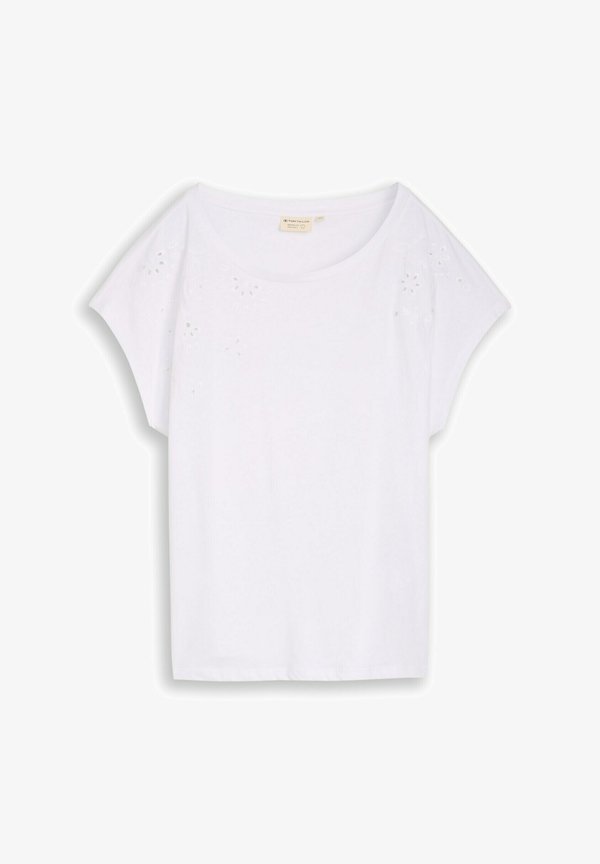 TOM TAILOR TOM TAILOR T-SHIRT T-SHIRT MIT LOCHSTICKEREIEN - Print T-shirt - white