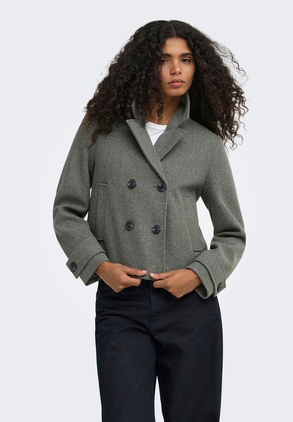 ONLY ONLFREJA SHORT DB JACKET OTW NOOS - Blazer - castor gray detail melange