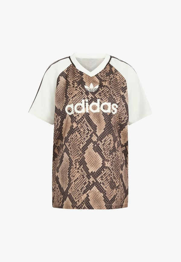 adidas Originals SNAKE PRINT SATIN - Print T-shirt - linen/magic beige