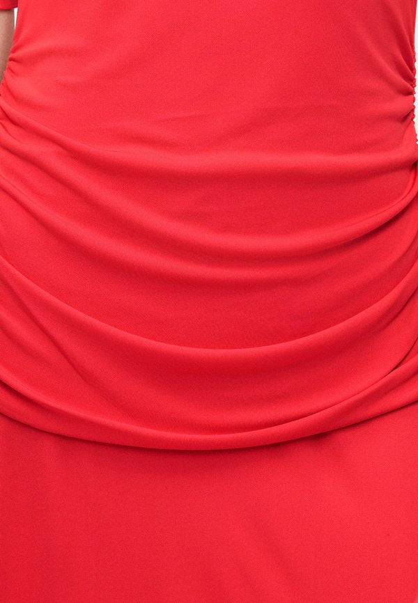 Tommy Hilfiger FESTIVE CREPE SLIM GATHERED MIDI DRESS