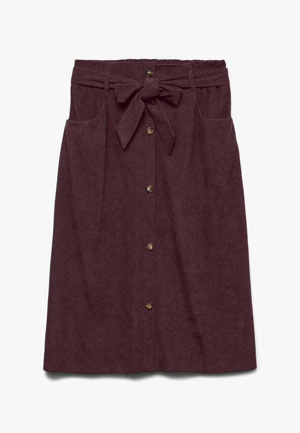 Vero Moda VMVILJA Corduroy High waist Midi - A-line skirt - winetasting
