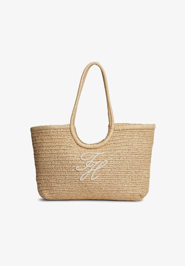 Tommy Hilfiger TH ELEVATED SUMMER  - Handbag - natural raffia