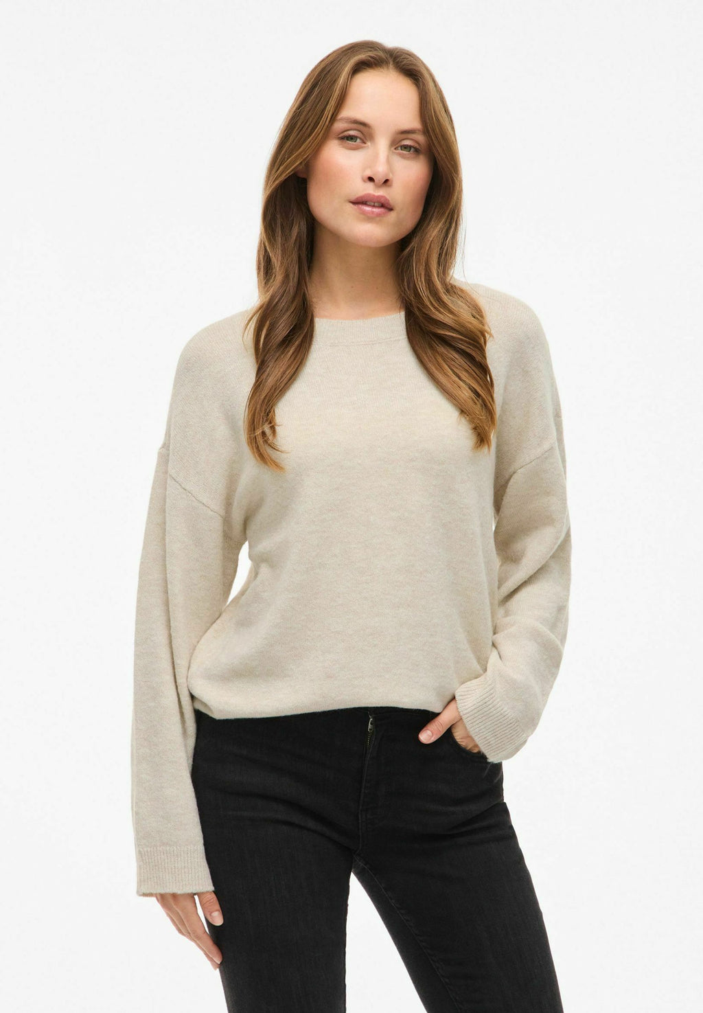 VILA VILIGA L/S O-NECK KNIT TOP - NOOS
