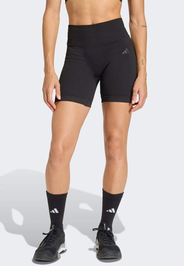 adidas Performance WORKOUT ESSENTIALS KNIT SCRUNCH 5 INCH - Leggings - black