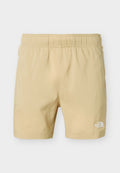 Beige Shorts mit elastischem Bund, Seitentaschen und The North Face-Logo am unteren rechten Bein.