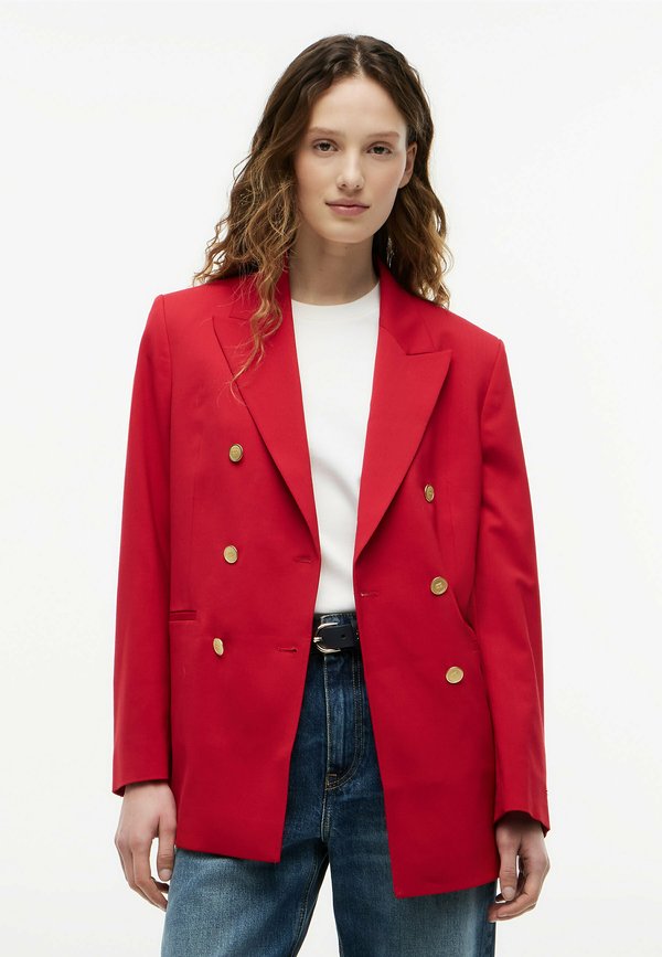 Tommy Hilfiger TIMELESS WOOL BLEND RELAXED DOUBLE BREASTED BLAZER - Blazer - medium red