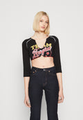 Jaded London CROPPED RAGLAN WITH CONTRAST STITCH & PLACEMENT SCREEN PRINT