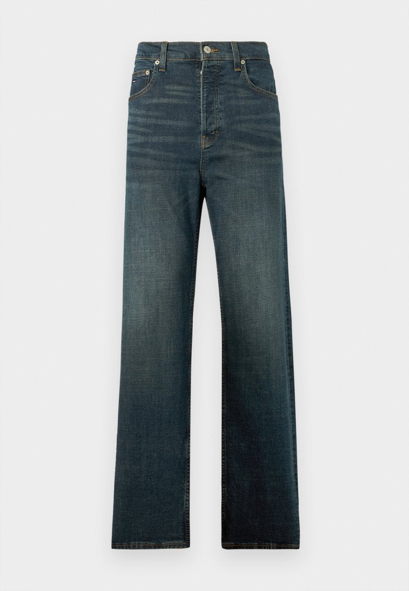 Denim-Jeans in einer dunkelblauen Waschung, mit geradem Bein, einem klassischen Fünf-Taschen-Design und dezenten Auswaschungen in der Hüftregion.