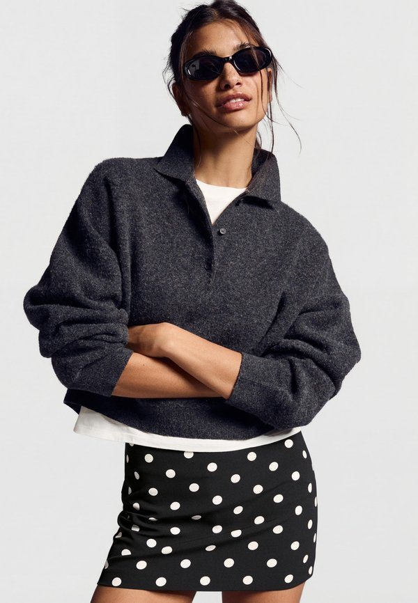Bershka SKORT  - A-line skirt - black/white