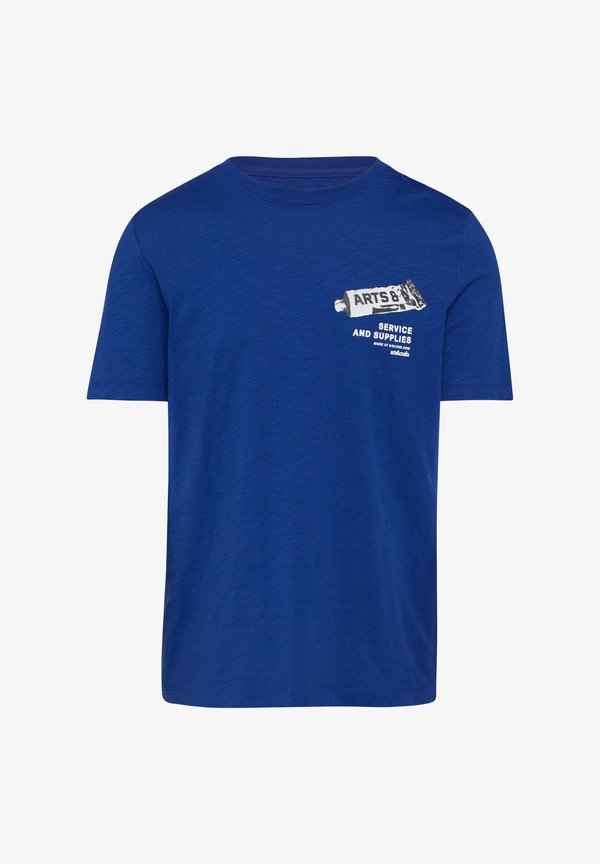 s.Oliver CREW-NECK - Print T-shirt - ozeanblau
