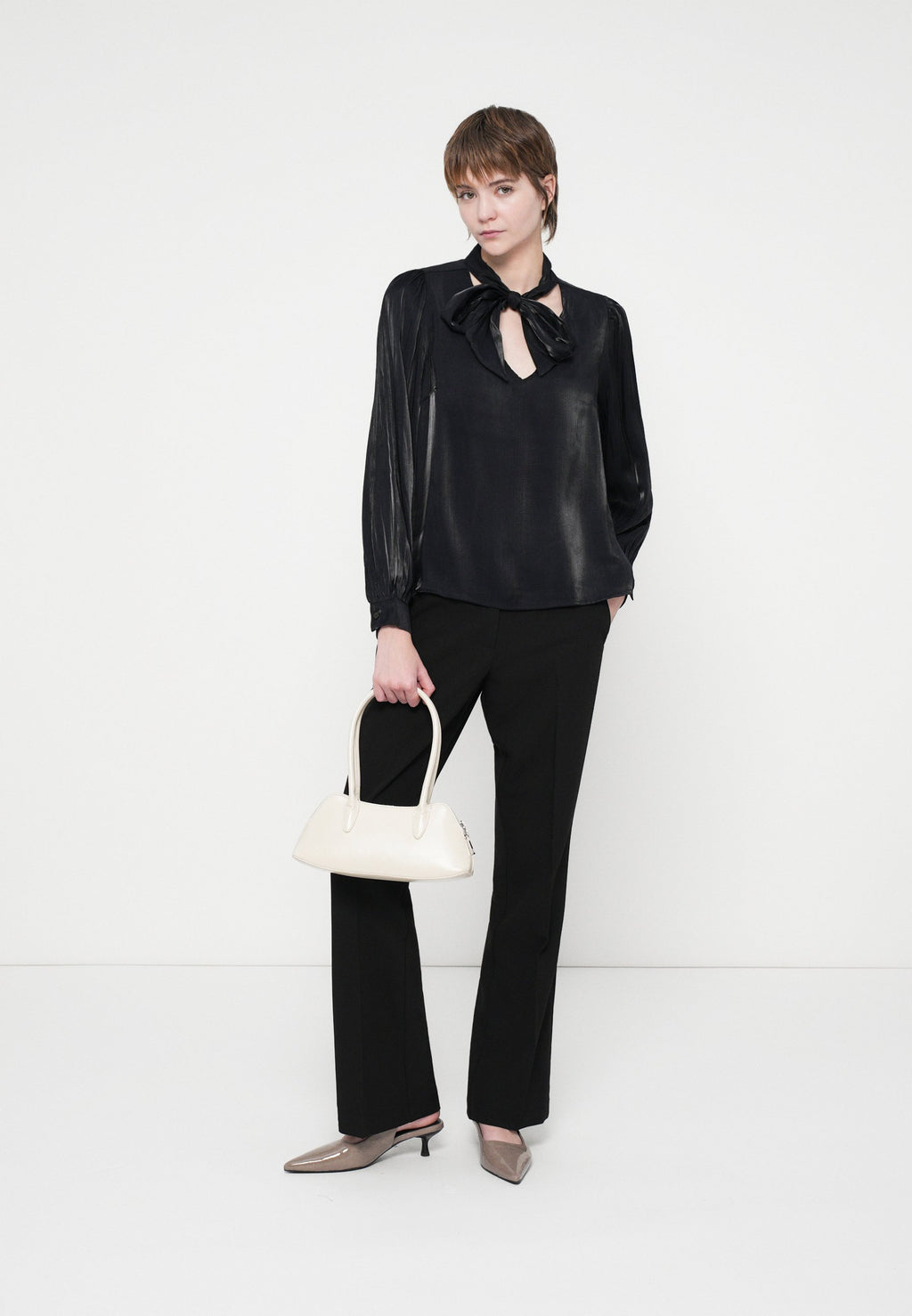 VILA VIESSA V NECK TIE SHIRT