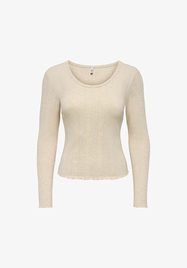 ONLY ONLTENNA O-NECK L/S TOP JRS NOOS - Long sleeved top - oatmeal
