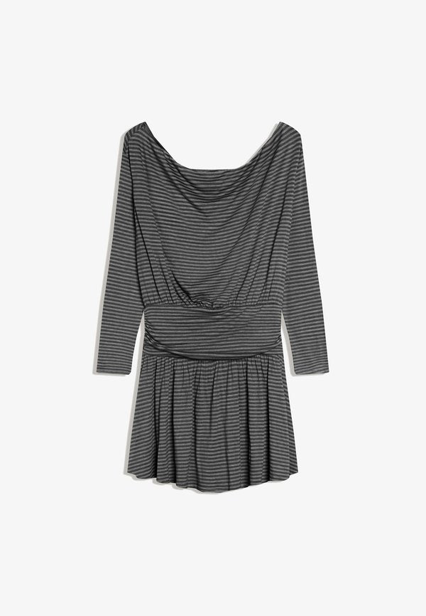Bershka BELTED LONG-SLEEVE PRINT- MINI - Day dress - dark grey