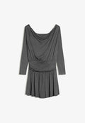 Bershka BELTED LONG-SLEEVE PRINT- MINI - Day dress - dark grey