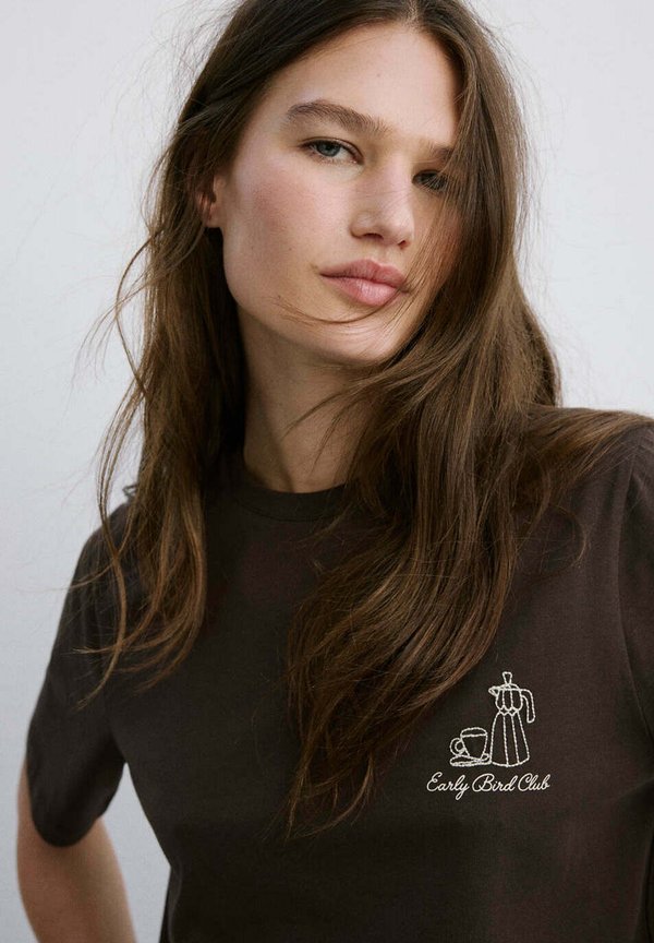 Mango ADULT - Print T-shirt - dark brown