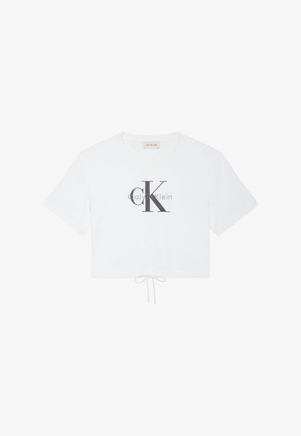 Calvin Klein Jeans MONOLOGO CROPPED TIE TEE - Print T-shirt - bright white