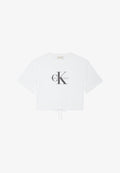 Calvin Klein Jeans MONOLOGO CROPPED TIE TEE - Print T-shirt - bright white