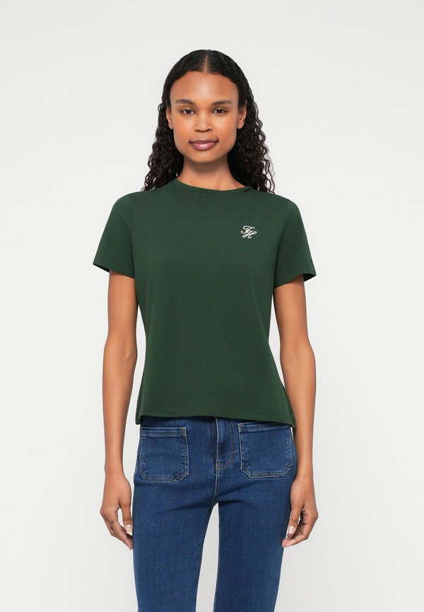 Tommy Hilfiger LOGO EMBROIDERY JERSEY CREW NECK T-SHIRT - Basic T-shirt - national forest