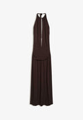 Bershka HALTER MIDI DRESS - Maxi dress - dark brown