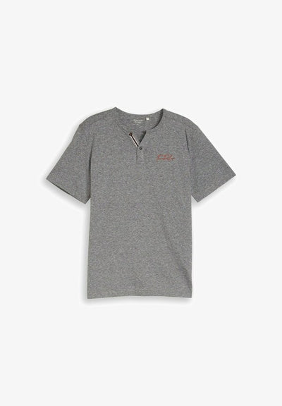 TOM TAILOR HENLEY MIT FEINEM STREIFENMUSTER - Print T-shirt - white tarmac grey fine stripe